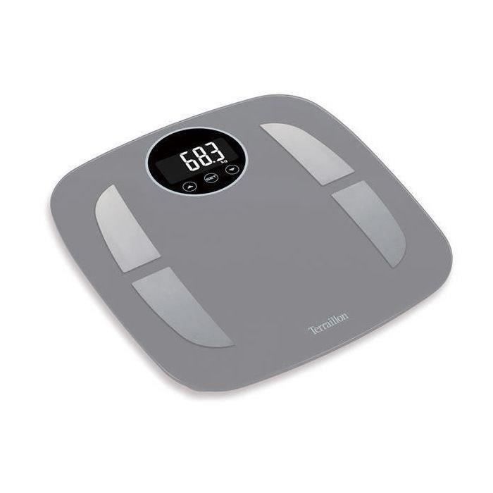 TERRAILLON - Body composition scale - 160 kg capacity - grey - POWER FIT - tempered glass platform 31 x 30 cm