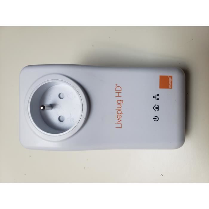 PRISE CPL ORANGE LIVEPLUG HD+ LIVEBOX BOX DECODEUR TV TELE TELEVISION SERVEUR 200 Mbps