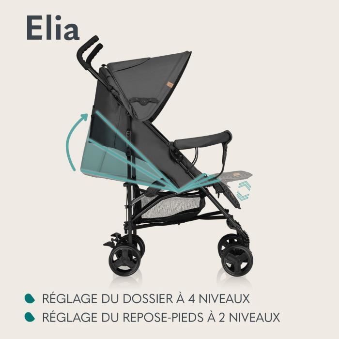 LIONELO Elia Compact Stroller - Very Lightweight - 6-36 months - Mosquito Net Included - Front Shock Absorbers - Black/White