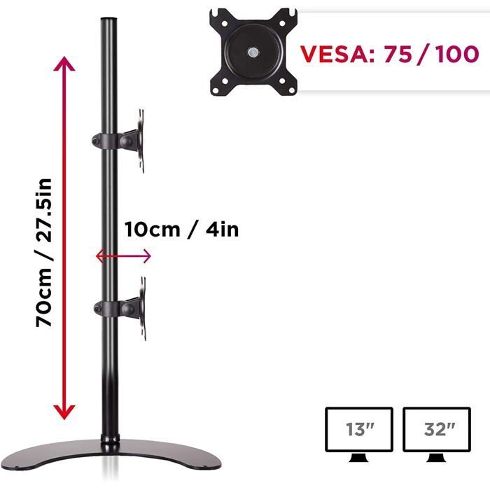 Duronic DM15D2V2 Doppelmonitorarm für Desktop-PCs | Ergonomischer, schwenkbarer Doppelmonitorständer | VESA-kompatibel