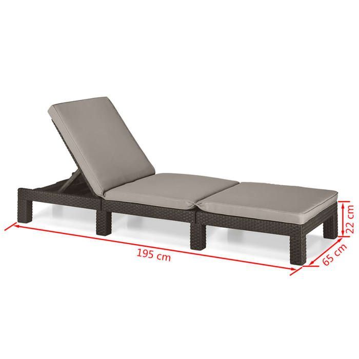 Keter Chaise longue avec coussin Daytona Marron 420016