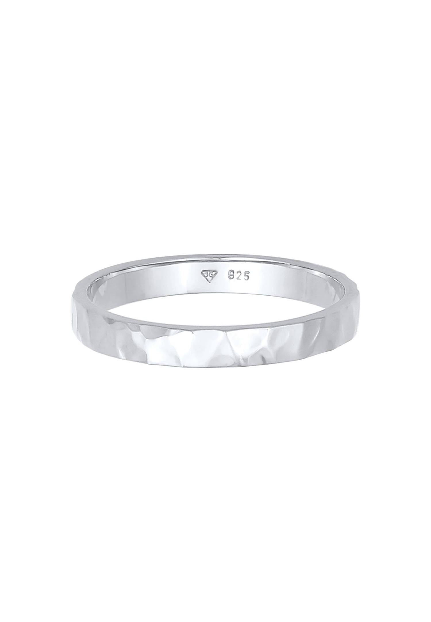 Elli Femmes Bande Basique Fin Martelé Tendance en argent sterling 925