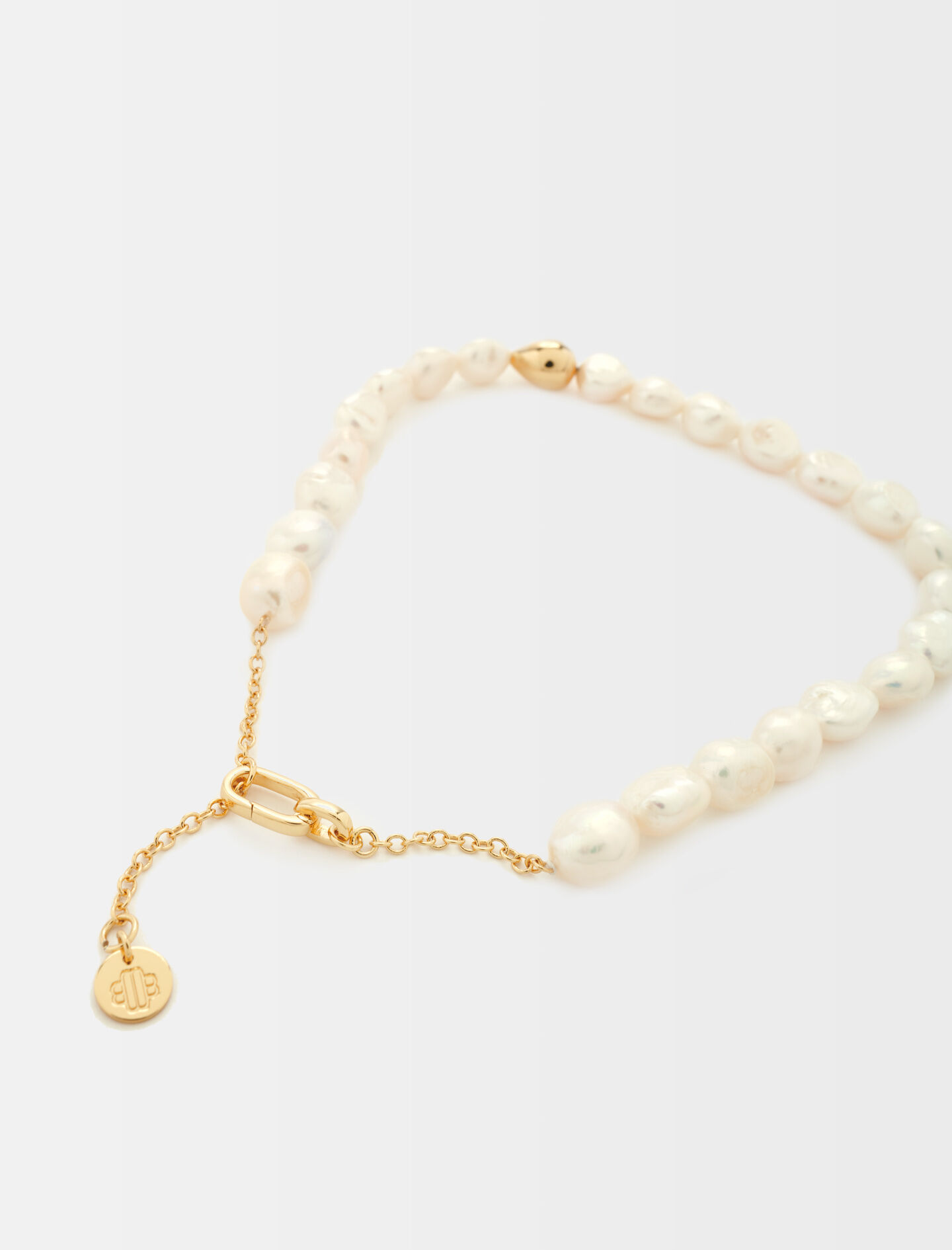 Parelketting met metalen details - Goud