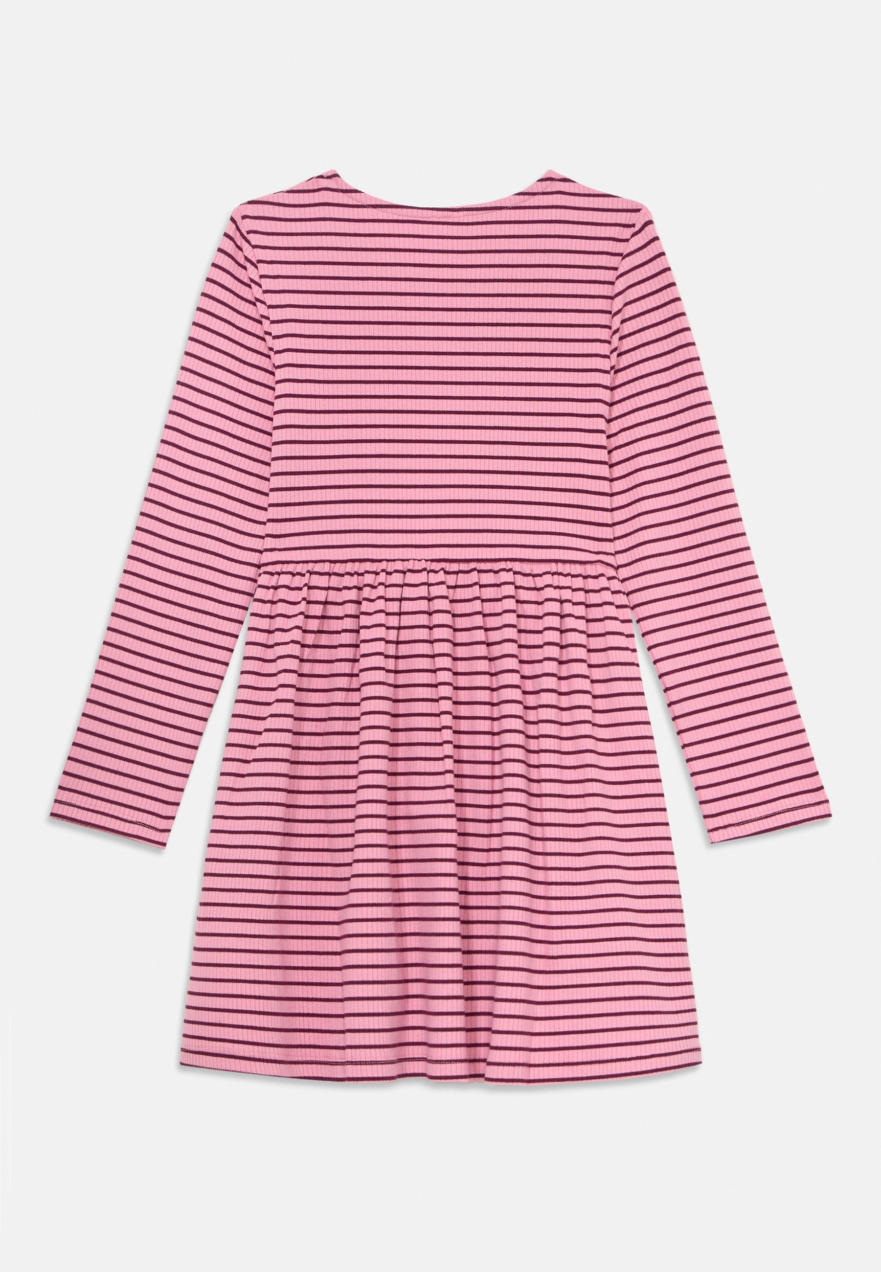 ONLY MINI KMGMAUDE LIFE STRIPE O-HALS JURK - Jersey jurk - zeeroze/mauve wijnrood