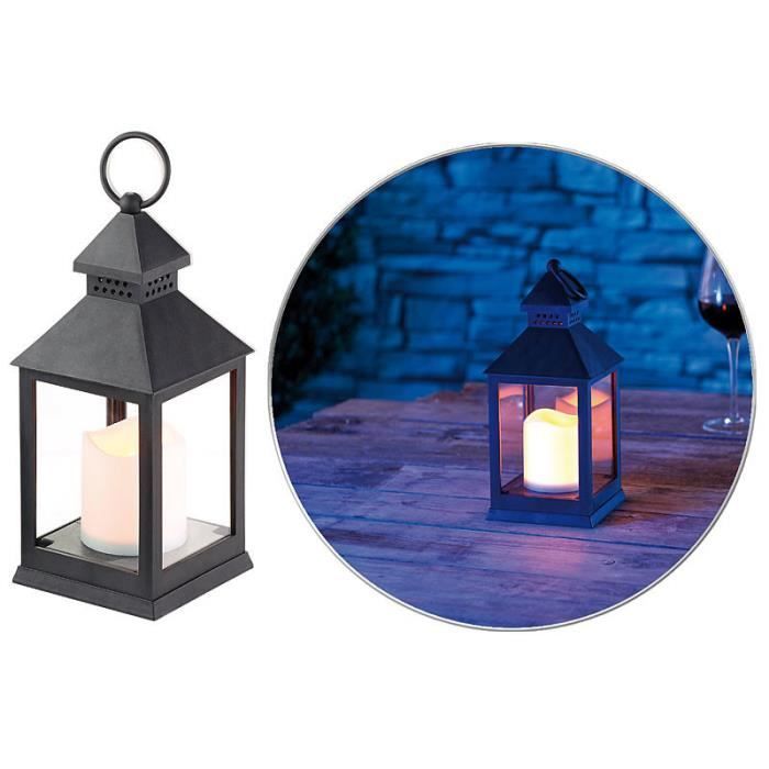 Lanterne LED - Lunartec - Noir - Effet flamme vacillante - Lot de 2 - Minuteur intégré