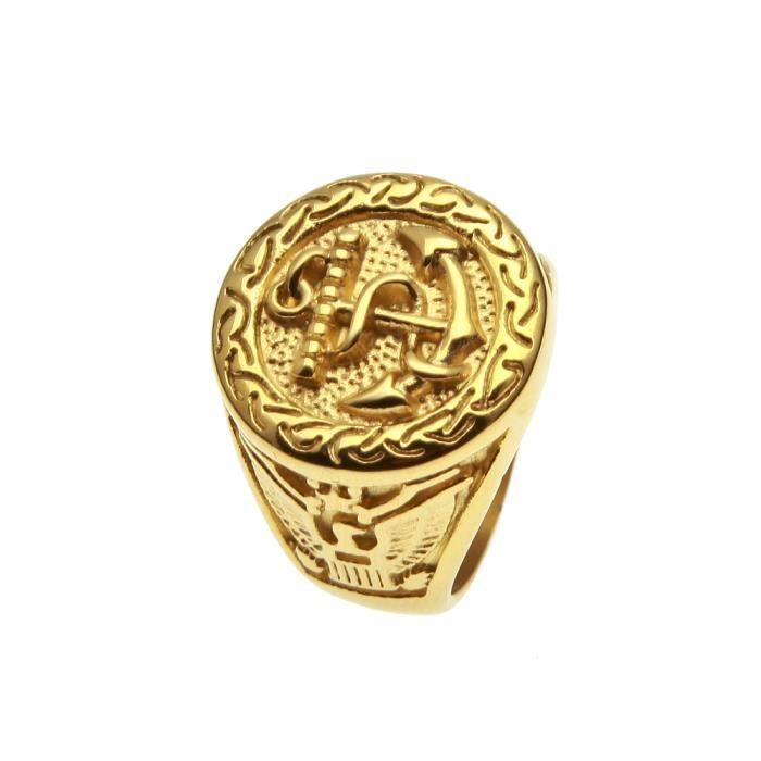 Bague pour homme en or jaune 18 carats avec motif ancre Taille 59