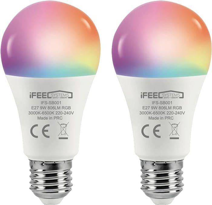 Bombilla LED inteligente multicolor con conexión WiFi - iFEEL Globe E27 - Lámpara de color regulable - Compatible con Alexa y Google Home