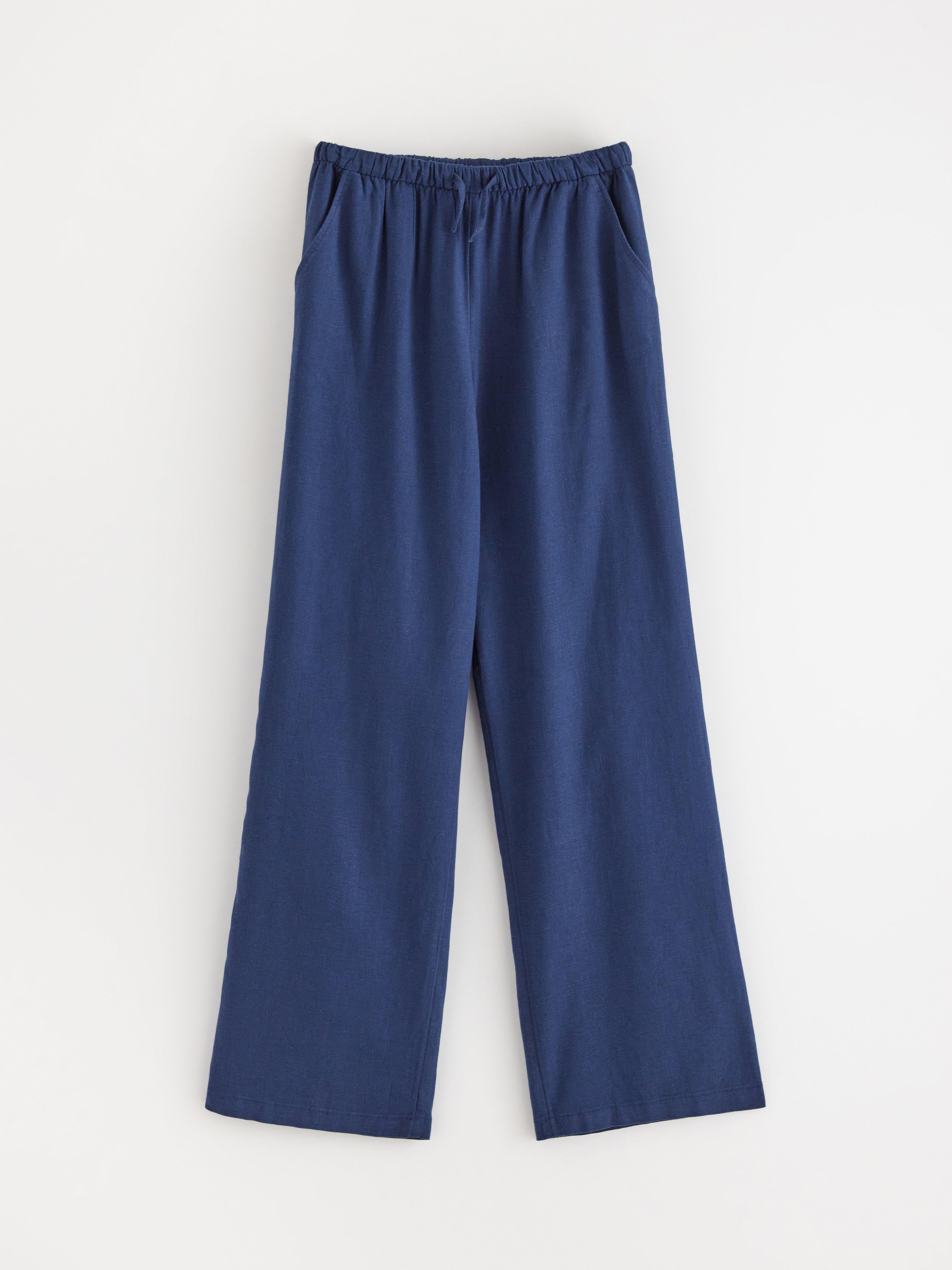 Byxor i linneblanding Dark Blue
