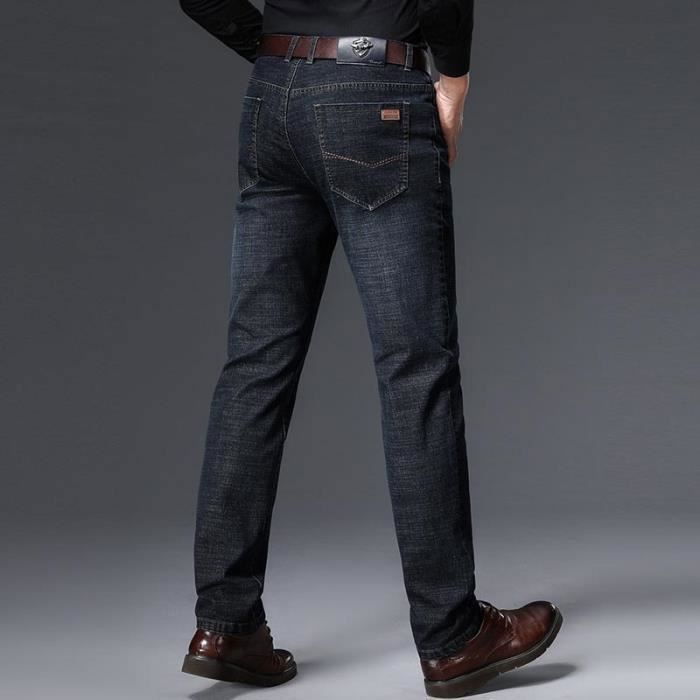 Rechte denim broek voor heren, herfst/winter, stretch, 5 zakken, gewassen effect