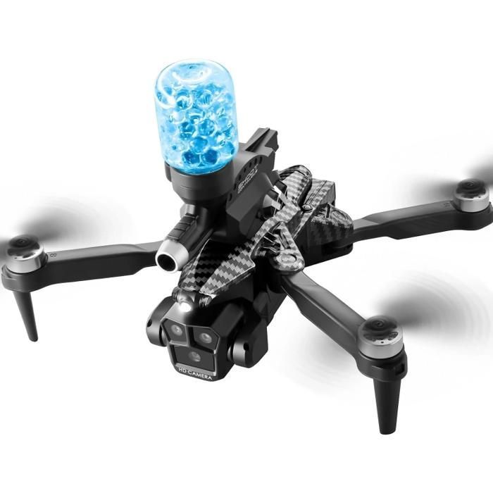 Dron 8K, triple lente, globos de agua, luces para vuelo nocturno, dos baterías, apto para principiantes, fibra de carbono