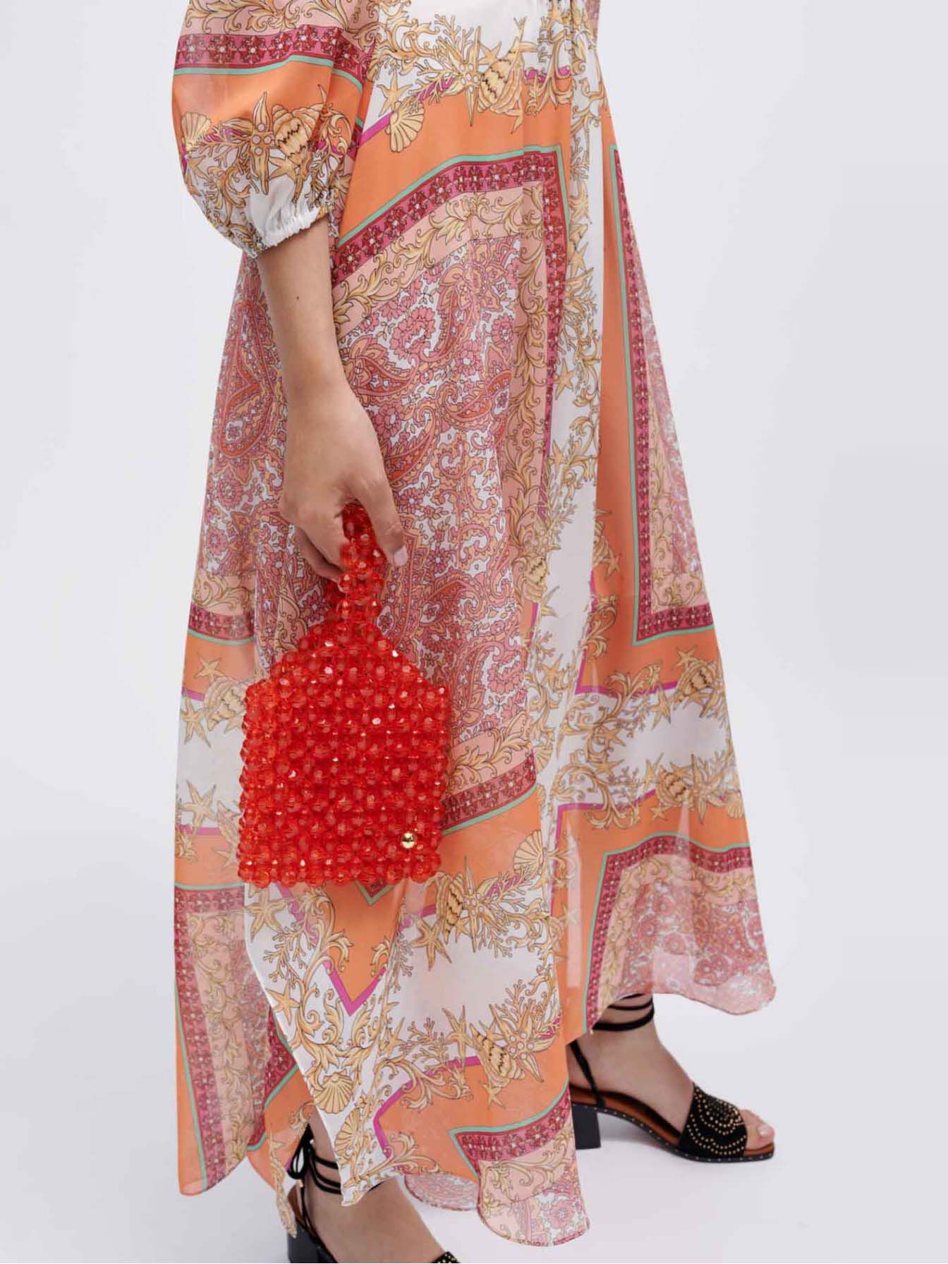 Bedrukte mousseline jurk - Foulard Coquillage