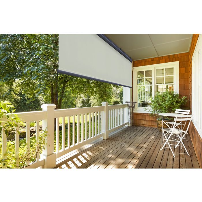 Retractable vertical awning with cassette and crank – 1.4 x 2.5 m – Beige fabric, grey frame – Patio sun protection