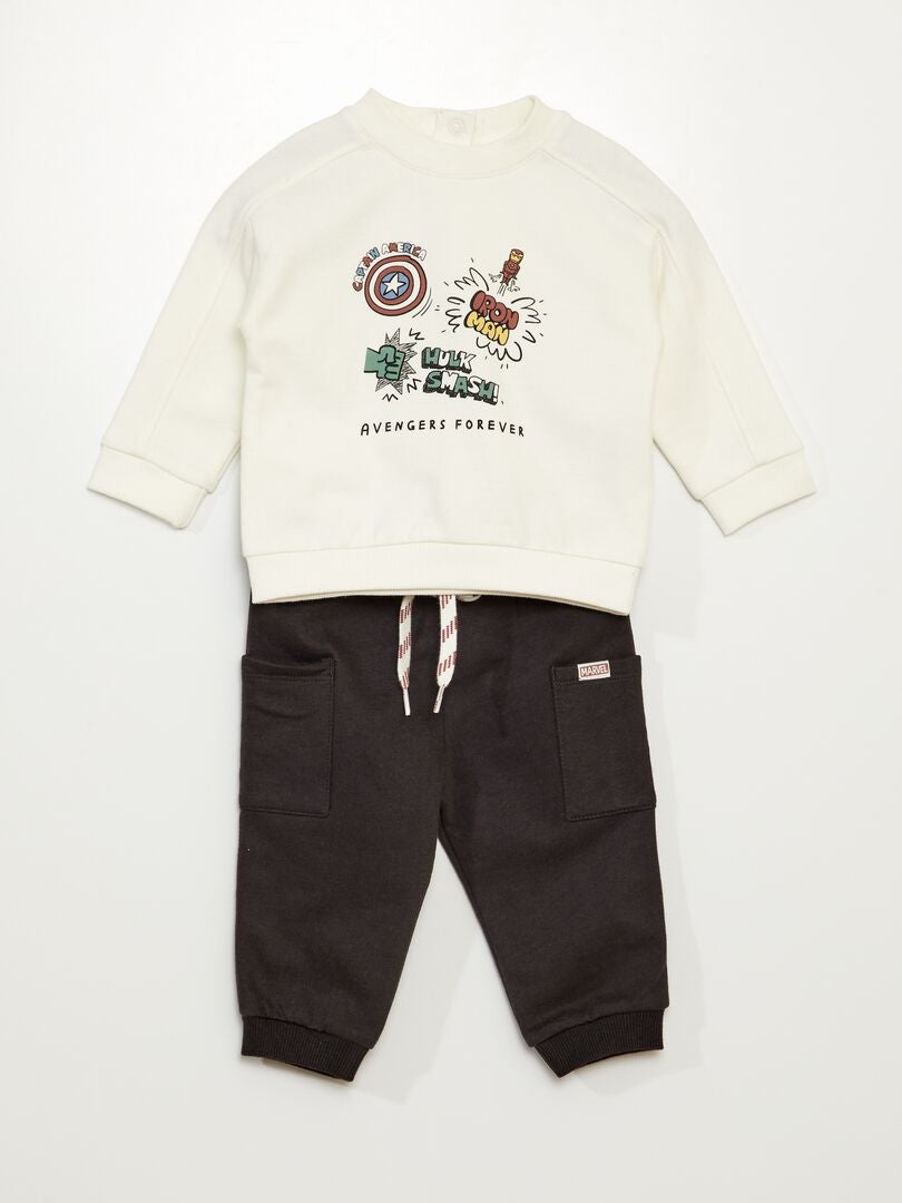 Conjunto de moletom e calça jogger dos Vingadores da Marvel - 2 peças - BRANCO