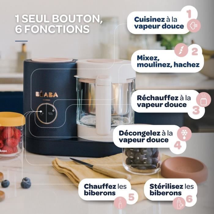 BEABA, Babycook Néo Robot Cuiseur Bébé 6 en 1, Made in France, Bleu Nuit