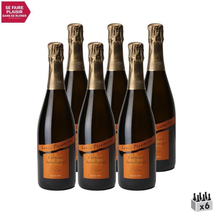 Crémant de Bourgogne Les Terroirs Brut Blanc - Caja de 6 x 75cl - Louis Picamelot - Vino Espumoso AOC Blanc de Bourgogne