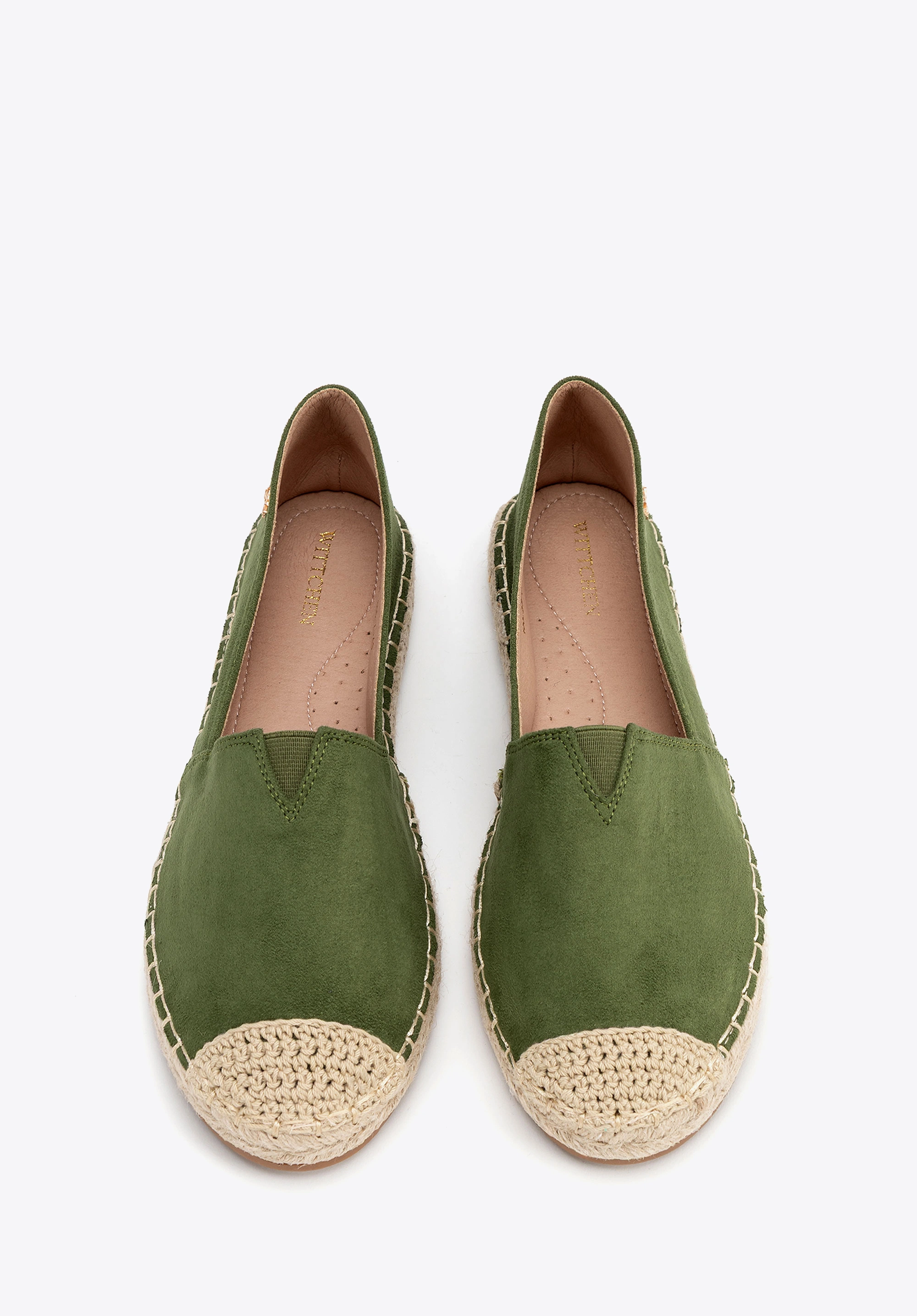 Damskie espadryle z plecionym noskiem zielone
