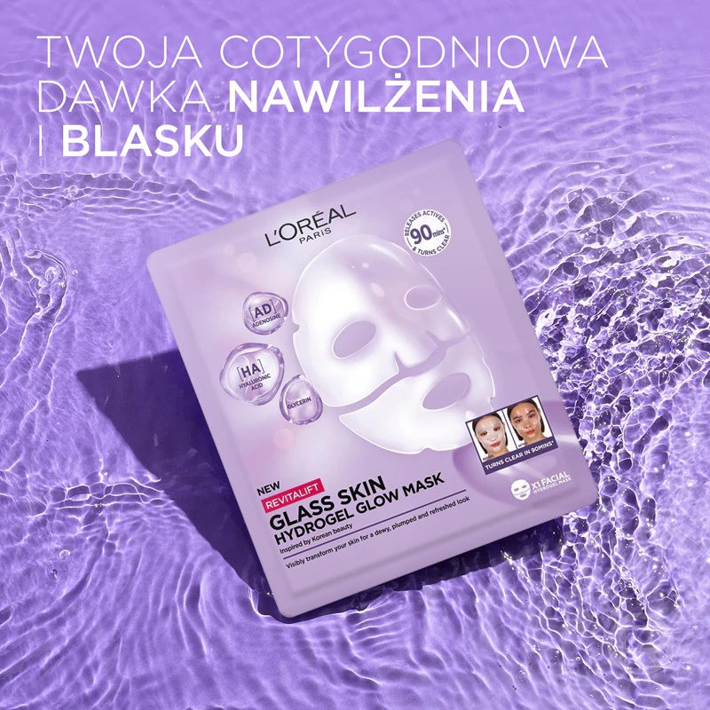 L'Oréal Paris Revitalift Glass Skin hidrogelna maska z osvetljevalnim učinkom