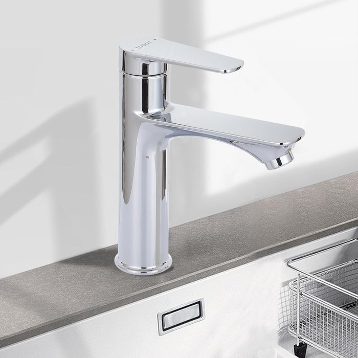 TODOT Mitigeur de Salle de Bain - Robinet de Lavabo - Mélangeur Froid et Chaud avec Levier Unique - Chromé