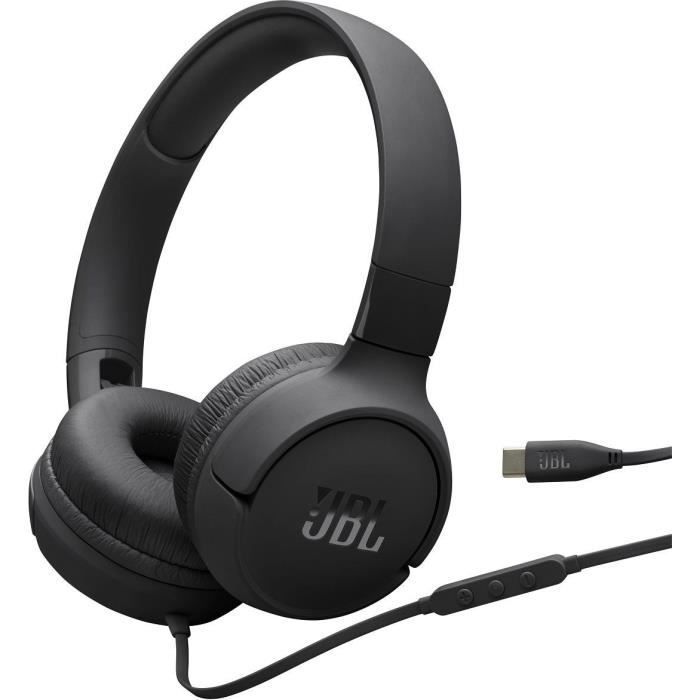 Auriculares con cable - JBL Tune 520 C - USB-C - Audio de alta resolución - Negro