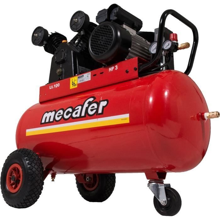 MECAFER Compressor 100L - 3HP - 10 bar - twin-cylinder V-type cast iron