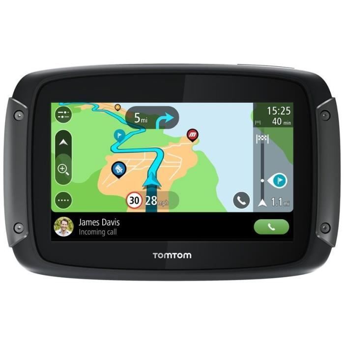 GPS para motocicleta TomTom RIDER 550 Premium Pack: pantalla de 4,3 pulgadas, mapa mundial, información de tráfico TomTom, alertas de zonas peligrosas, llamadas manos libres.