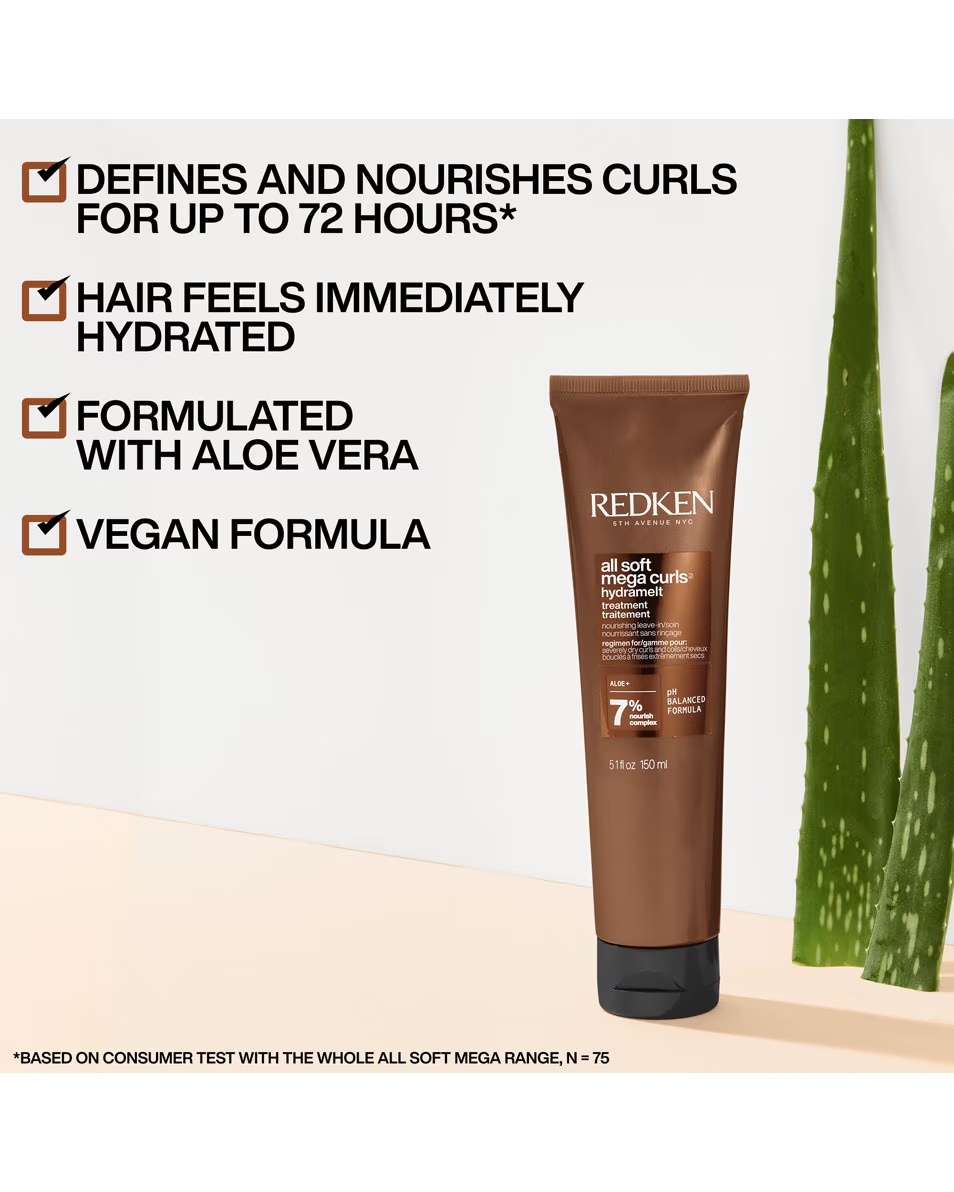 REDKEN All Soft Mega Curls Hydramelt ενυδατική θεραπεία χωρίς ξέβγαλμα - χωρίς ξέβγαλμα