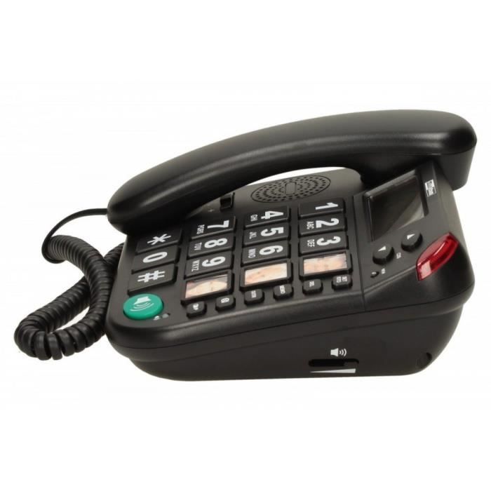 MAXCOM KXT480 bedrade telefoon - Grote knoppen - Nummerweergave - Zwart