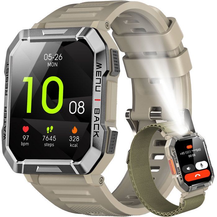 Blackview Smartwatch für Herren, 900-mAh-Akku, Bluetooth-Anrufe, 100 Modi, Sport, SpO2-Messung, Schlafüberwachung für Android