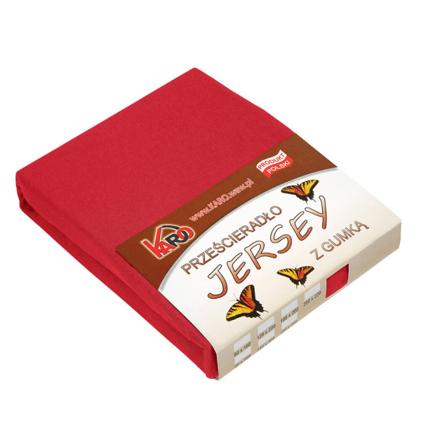 Prześcieradło jersey z gumką 120x200 czerwone KARO