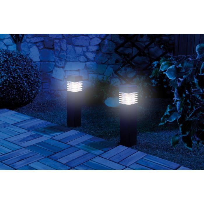 Baliza solar LED - LUNARTEC - Cuadrada - Negra - Exterior - Diseño moderno