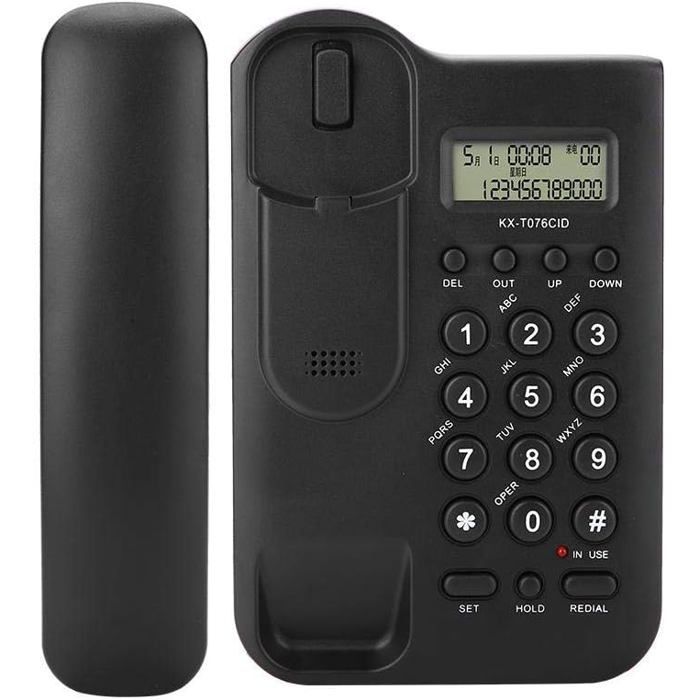 Téléphone filaire mural - FEBEST - Identification de l'appelant - 19,5x12,8x4,5 cm - Noir
