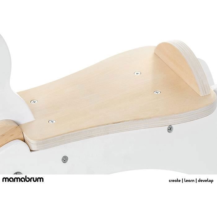 Mamabrum Puinen Keinuhevonen Lapsille - Keinutuoli Lapsille - Pojille ja Tytöille 12+ Kuukaudesta - Max 50 KG - Muotoilu - Valkoinen