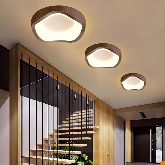 Lámpara de techo LED de estilo moderno Fusion - 12 W, luz blanca cálida, IP54, resistente al agua, para baño - 1 unidad, nogal, Ø20 cm