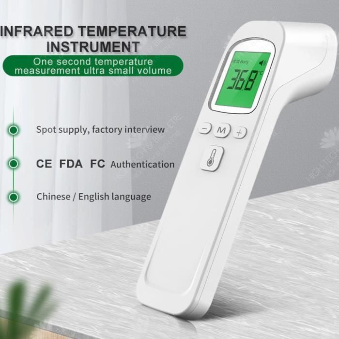 HTBE® Thermomètre frontal médical Thermomètre infrarouge sans contact Thermomètre portable pour appareils ménagers exportés