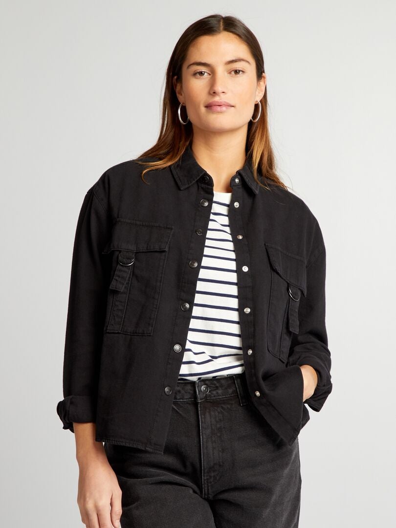 Denim overhemd - ZWART