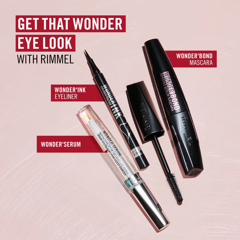 Máscara para cílios Rimmel Wonder'Bond para engrossar e alongar os cílios.