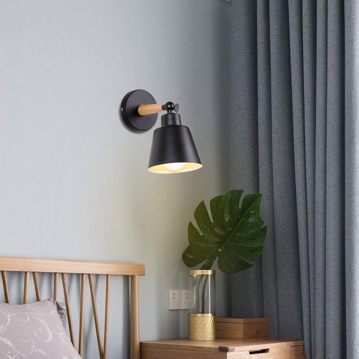 Applique Murale Vintage Industrielle Luminaire Plafonnier E27 en Métal Réglable Lampe Murale Interieur pour Chambre Restaurant Noir