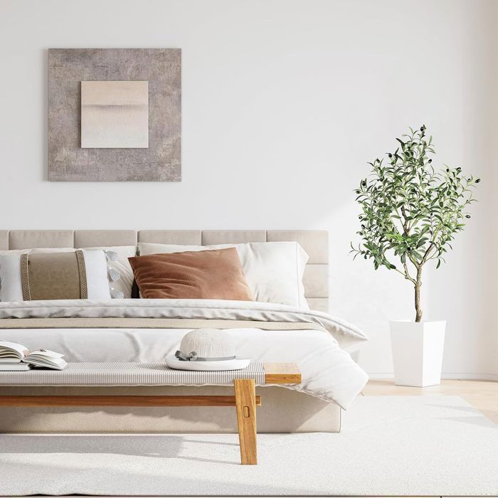 Kunstig tre, 120 cm, kunstig plante, stort kunstig tre, realistisk utseende for stue, soverom, kontor, dekorasjon