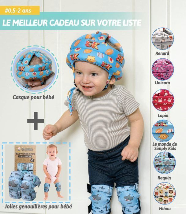 Casque de Sécurité Bébé,Bébé Head Protector,Casque Anti Chute Bebe,pour l'enfant qui apprend à marcher et à ramper-Gris