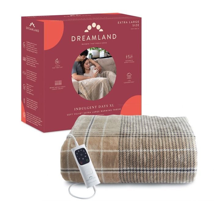 Dreamland Indulgent Days XL Heizdecke 180x140cm Tartan Beige