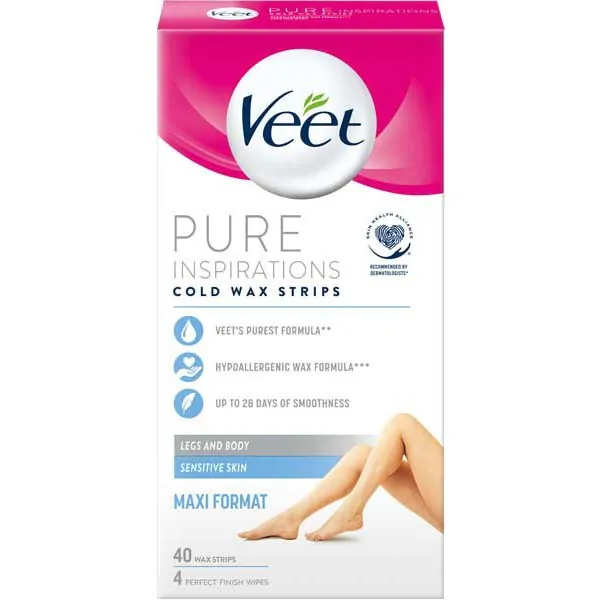 Veet Pure Inspiration depilační pásky na nohy a tělo citlivé 40 ks