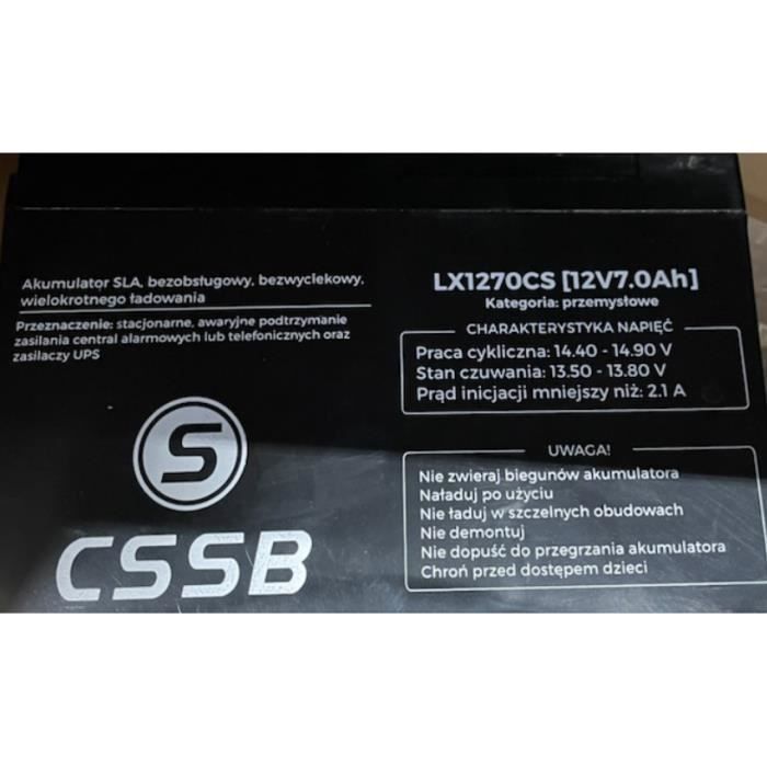 12V 7Ah rechargeable maintenance-free gel battery LX1270 - LX - leak-proof and maintenance-free