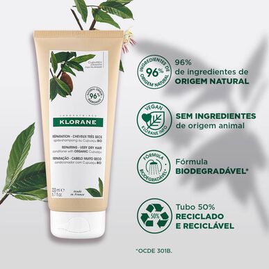 Acondicionador reparador para cabello muy seco Klorane Cupuaçu 200 ml