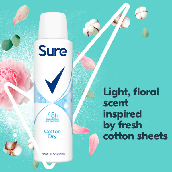 Sure Cotton Dry Antitranspirant-Deodorant-Aerosol 150 ml