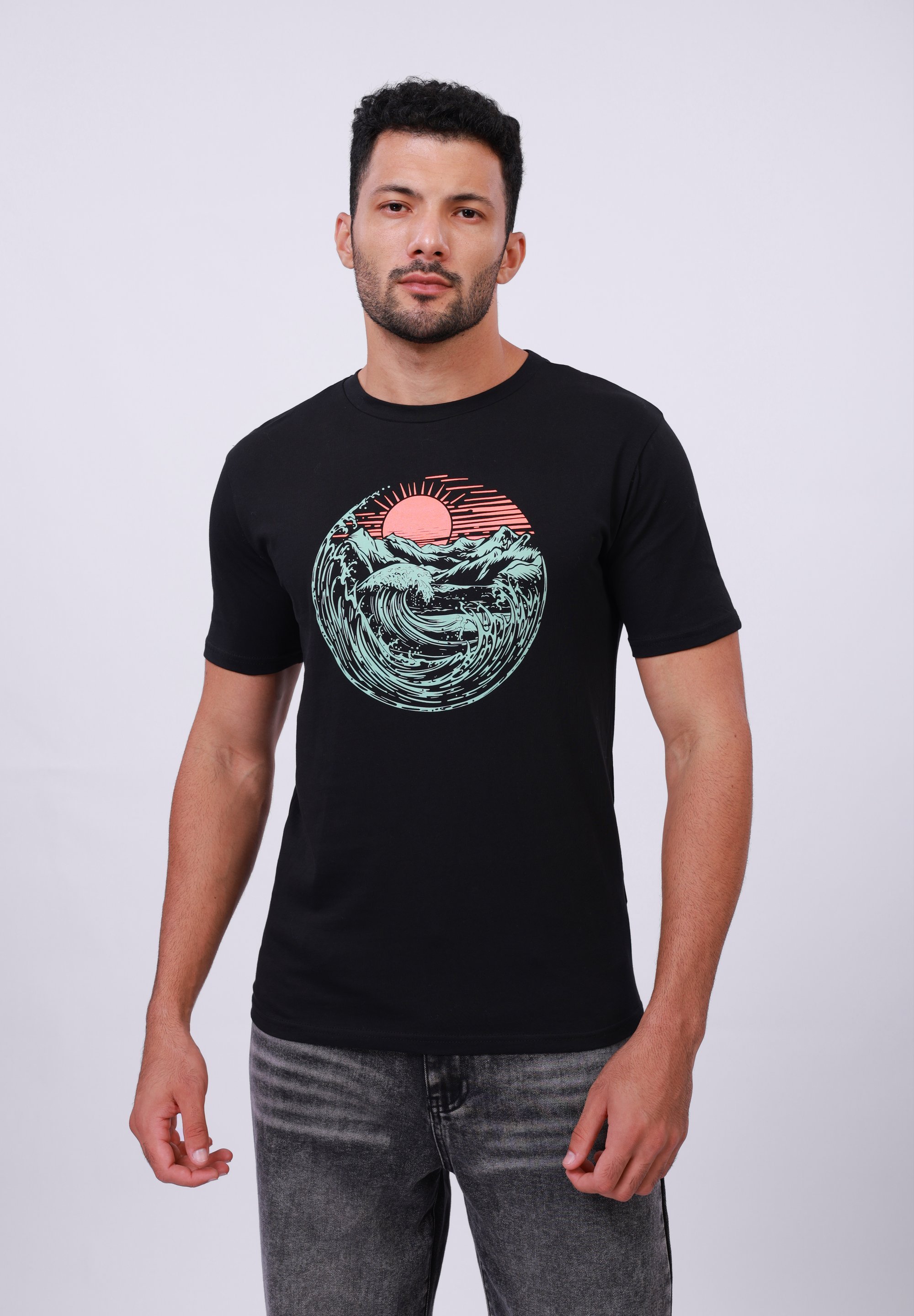Pier One Print T-shirt - zwart