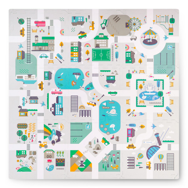 Mata piankowa edukacyjna dla dzieci 120x120cm Nukido town