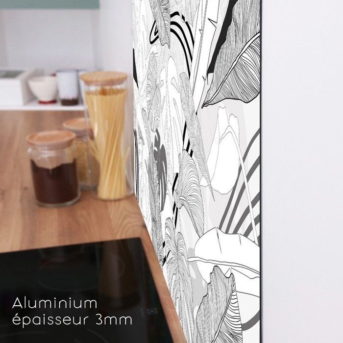 Salpicadero de aluminio - estampado floral negro - 70x90 cm - 99 Déco