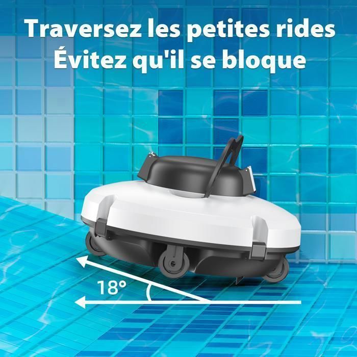 Robot pulitore per piscina senza fili, Redkey S100, autonomia della batteria 130 minuti, pulizia profonda 3 m, 100 m², parcheggio automatico