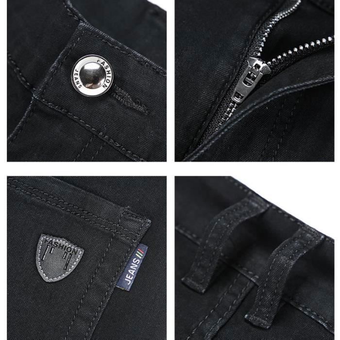Pantalones vaqueros negros de mezclilla para hombre, de talle alto y elásticos, ideales para negocios, primavera y otoño.