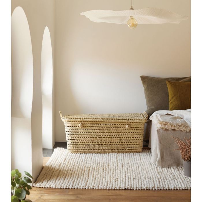 Opbergkist van palmbladeren 80 x 40 x 40 cm – beige handgemaakte kist